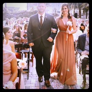 Dusty rose chiffon long dress by Lulus